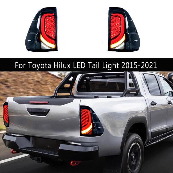 Conjunto de luz trasera de coche, luces de marcha atrás de freno, señal de giro tipo serpentina para Toyota Hilux, luz trasera LED 15-21, lámpara trasera, pieza de automóvil