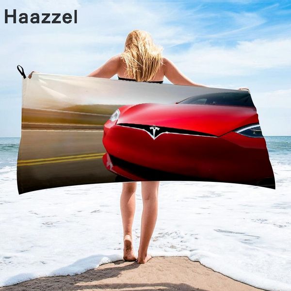 CAR TESLA LOGO DE BAÑO Toalla de playa Toalla Femenina de seda Falda larga Bikini envuelta con protector solar cubierto