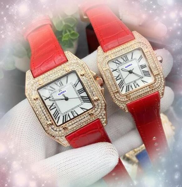 Carrimer de voiture Automatique Date des hommes Regarde Luxury Square Roman Tank Diading Quartz Mouvement Mouvement Rose Gol Silver Cow Cuir Day Date de bracelet Reloj de Lujo 40 mm 34 mm