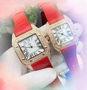 Carrimer Marque Lovers Watchs for Women Men Square Lady Girl Square Arabe Numerals Rose Gold Silver Cow Cuir Strap Corloge