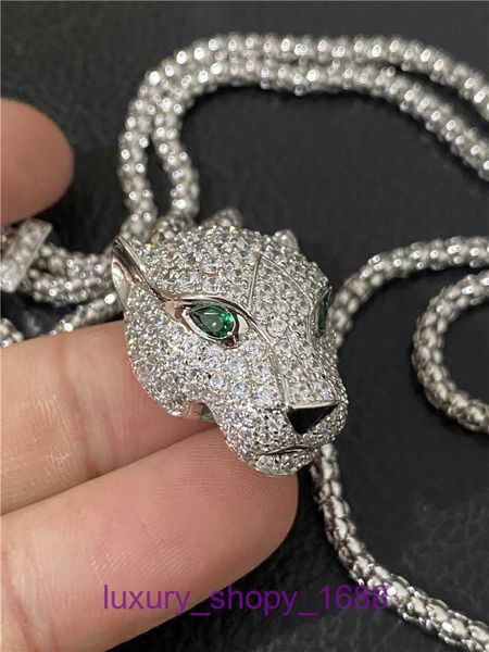 Amor de neumáticos de automóvil nacelake diseñador mujer joyería de lujo Collar de cabeza de guepardo de ojos verdes abrigo de longitud media nariz negra ligeramente Con caja original