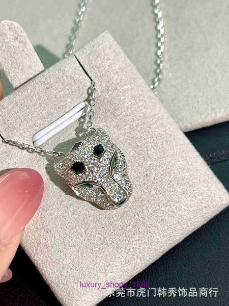 Collier d'amour de pneus de voiture pour femmes One Night Leopard Rich Green Full Diamond Head Collier en argent sterling 925 avec boîte d'origine