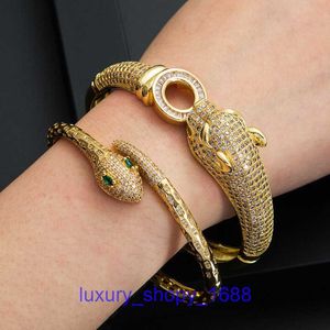 Bracelet de créateur de luxe populaire, tendance et créatif, tête de léopard, serpent, cuivre plaqué or 18 carats, pour femmes, exquis, boîte d'origine