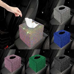 Auto Tissue Box Bling Strass Tissue Box Houder Luxe Servet Doos Auto-interieur Decoratie Accessoires Dames Vierkante Glitter Tissue Cover Case T230718