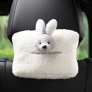 Auto Tissue Box Cute Toon Creative Lovely Rabbit Short pluche houder voor armleuningzitting T221219