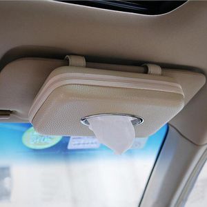 Boîte à mouchoirs de voiture suspendu Type rideau pare-soleil en cuir microfibre stockage crème solaire siège arrière pendentif BoxCar