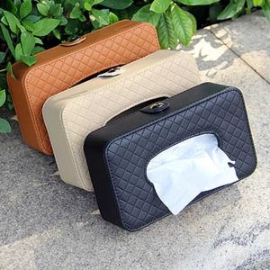 Boîte de tissus de voiture en cuir Boîte de tissus de voiture Car Type de soleil de voiture suspendue Rectangle en forme de tissu en forme de serviette serviette de serviette de tissu de tissu en papier T240520