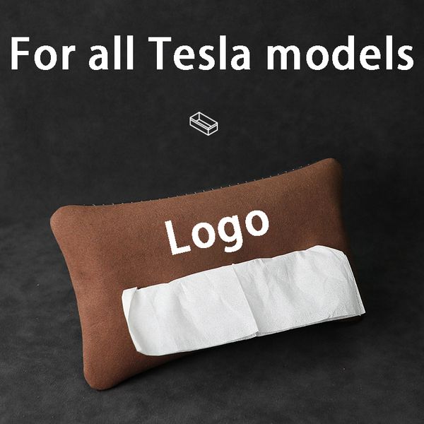 Boîte à mouchoirs de voiture pare-soleil siège couverture décorative tissu sac de rangement pour Tesla modèle 3 Y S X Roadster intérieur fournitures accessoires