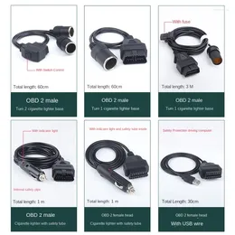 Herramientas de coche Obd2, escáner, encendedor de cigarrillos a conector DC y Cables, cable de alimentación multifunción, herramienta de diagnóstico, adaptador duradero