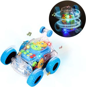 Autospeelgoed voor jongens Monster Trucks met muzieklicht Roterende stuntauto's Transparante mechanische uitrusting Flip Voertuigen speelgoed