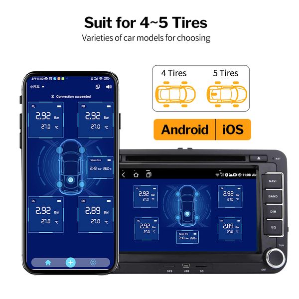 Voiture TPMS Android iOS système de surveillance de la pression des pneus pneu de secours capteur externe interne BLE TMPS