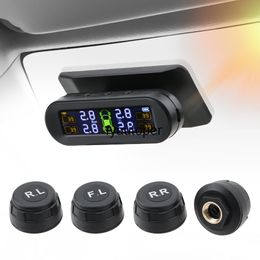 Auto TPMS Solar Opladen Bandenspanning Monitoring Systeem Waterdicht LCD-scherm Monitor Type Sensoren TMPS Sensor Klok