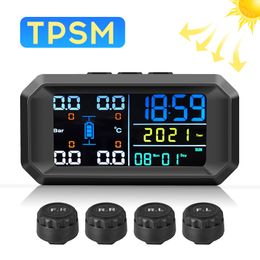 Coche TPMS energía Solar TPMS Monitor de alarma de presión de neumáticos de coche sistema de seguridad automático advertencia de temperatura de presión de neumáticos nuevo