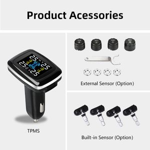 TPMS TPMS Sistema de monitoreo de presión del neumático Senores Figador de cigarrillos Puerto USB Sistemas de alarma de seguridad automática Presión de neumáticos