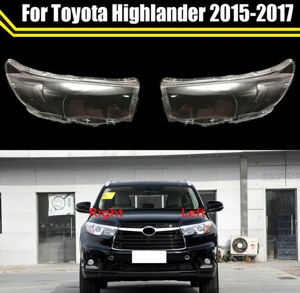 Tapas de luz transparentes para coche, carcasa de lámpara, faro delantero de coche, cubierta de cristal para faro delantero para Toyota Highlander 2015-2017