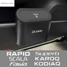 Auto Trash Can Storage Box Auto -accessoires voor Skoda Octavia Fabia Rapid Superb Kodiaq Scala Karoq Citigo Kamiq Roomster Enyaq