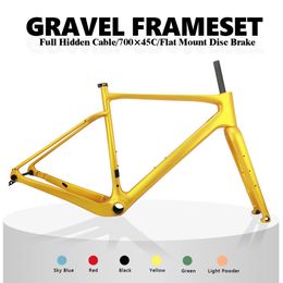 Supports de camion de voiture T1000 Cadre de gravier en carbone 700C * 45C Cadre de vélo BB386 Frein à disque Gravier Cadre de vélo Cadre de vélo de route Vélo de cyclocross 230621