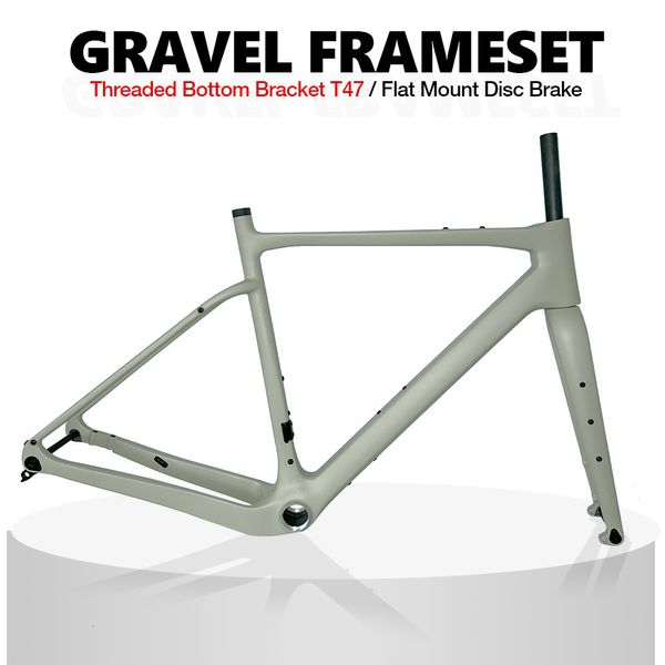 Bastidores para camiones y automóviles T1000 Marco de grava de carbono 700C45C Soporte inferior roscado T47 Freno de disco plano Bicicleta Frameset Cyclocross Bike 230617