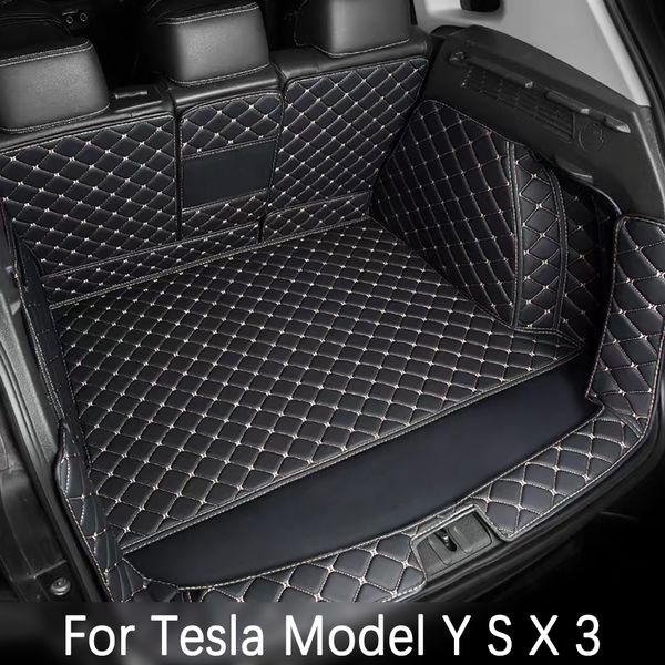 Mat de sol de tapis de ligne de voiture Ensemble de tapis à pied entièrement entouré de la voiture étanche TPE non glissée XPE pour Tesla Model 3 Modèle Y Modèle S Modèle S Modèle X