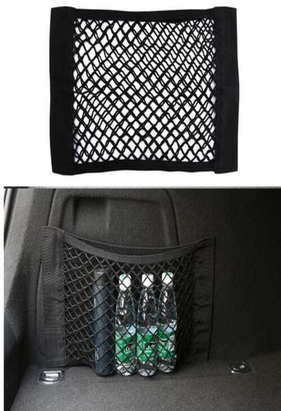 Sac de rangement en maille pour coffre de voiture, organisateur de poche arrière élastique, bande magique collante, porte-bagages de style, autocollant de poche 9800464