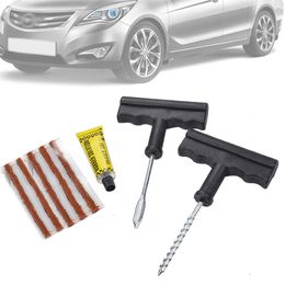 Kits de reparación de neumáticos sin cámara para coche, herramientas de reparación de parches con aguja raspadora para coches, motocicletas, camiones, vehículos todo terreno, vehículos recreativos, bicicletas