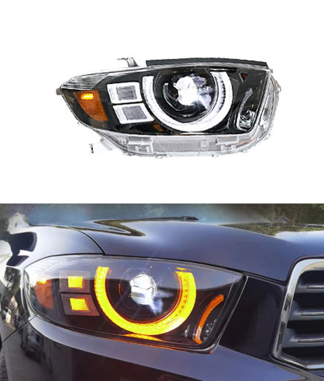 Car Turn Signal Head Light Assembly for Toyota Highlander LED Daytime Running Headlight 2007-2011 High Beam Projector Lens