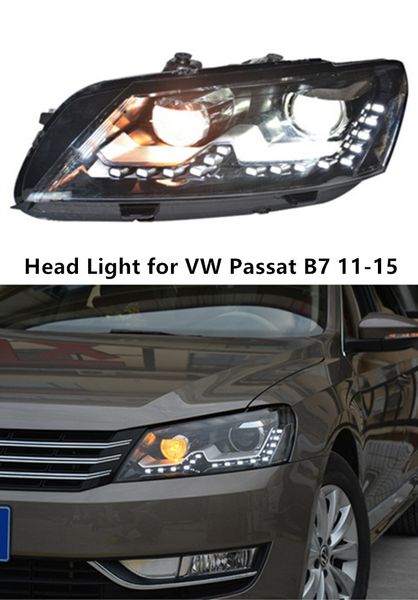 Faro de señal de giro para coche, luz de circulación diurna automática para VW Passat B7 2011-2015, linterna LED para cabeza