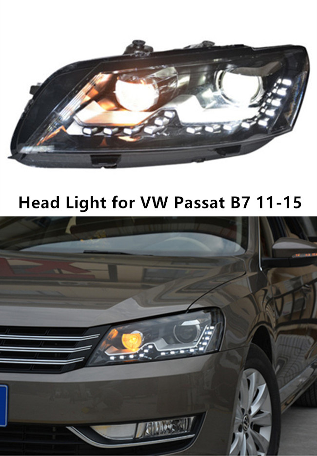 Bil Turn Signal Headlight Auto Daytime Running Light for VW Passat B7 2011-2015 LED Head Lamp