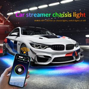 Coche Underglow Light App Control Color que fluye RGB LED Strip Flexible Tube Underbody System Luz de neón Lámpara de ambiente decorativa