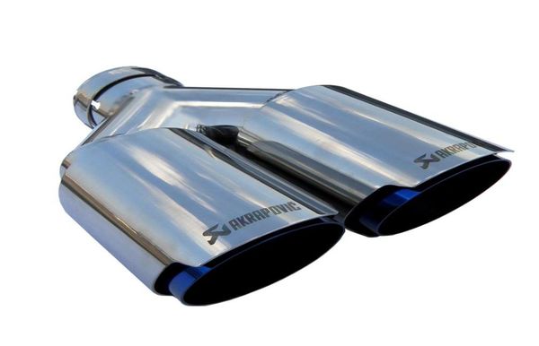 CAR Universal Akrapovic Dual Burnt Azul Acero inoxidable Consejo de escape Tubo de doble extremo para VW Golf 5934518