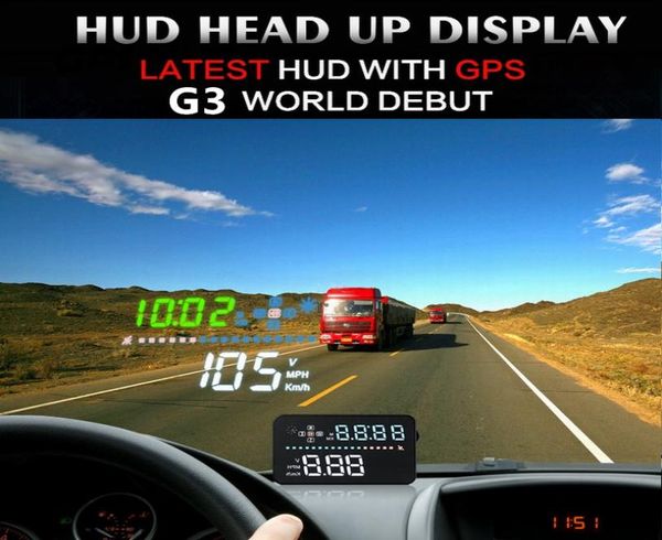 Car Universal HUD GPS HEAD UP Affichage 35 pouces de vitesse de vitesse Automatique Multicolore LED OVCEED SPEEED ALARNE ALARME PROJ6534153