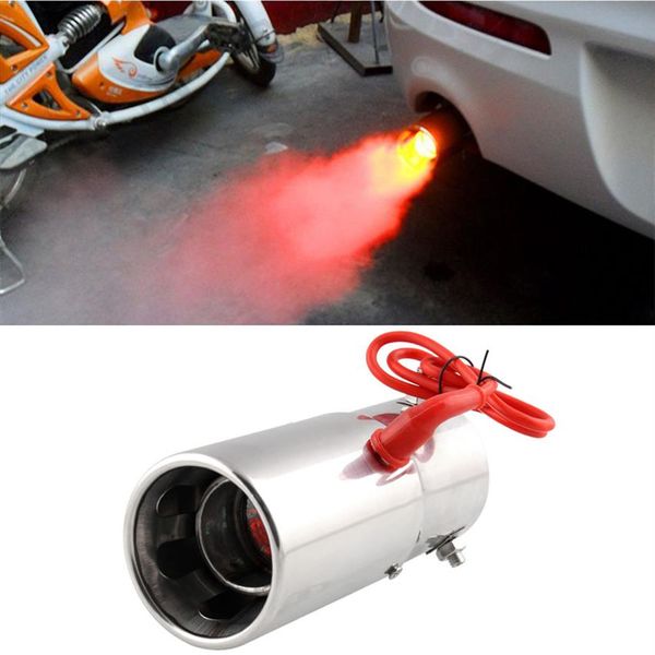 Coche modificación universal luz roja llameante punta de silenciador de acero inoxidable Spitfire coche LED tubo de escape sistema de escape 212G