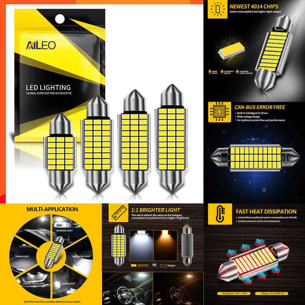 Actualización de automóvil AILEO 1x C10W C5W LED Canbus Festoon 31 mm 36 mm 39 mm 42 mm para bombilla de automóvil Luz de lectura interior Lámpara de placa de matrícula Blanco Error gratuito