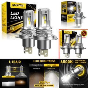 Mise à niveau de voiture AUXITO 1/2X H4 9003 ampoule de phare LED CSP sans ventilateur avec faisceau haut et bas Canbus pour phare LED Audi Honda H4 pour voiture moto