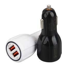 Car USB chargeur double port rapide 3.0 Adaptateur Chagers de téléphone mobile pour le charger de la tablette Xiaomi Samsung