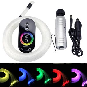 Car Use DC12V 6W RGB plastic Fiber Optic Star lighting Ceiling Kit Light 100pcs /150pcs/200pcs 0.75mm 2M +Touch Remote controller D1.0