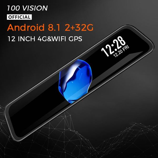 Vidéo de voiture 4G Android 8.1 DVR 12 pouces rétroviseur HD 1080P GPS WIFI ADAS Dash Cam double objectif enregistreur caméra automatique registraire DVR