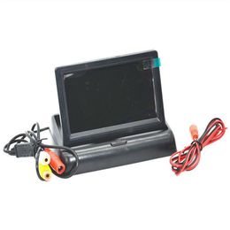 Auto Video HD Opvouwbare 4 3-inch TFT Kleuren Lcd-scherm Monitor Voor Achteruitkijkspiegel Backup Reverse Camera DVD VCR 12V264z