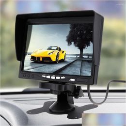 Auto Video Inch Achteruitrijcamera Monitor 12V / 24V Hd LCD Back-up Roterend Achteruit Met Zonnescherm Drop Delivery Mobiles Motorcycles Elect Dhkln