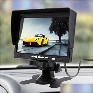 Moniteur de caméra de vue arrière de voiture vidéo 12V / 24V HD LCD sauvegarde arrière rotative avec pare-soleil livraison directe motos mobiles élus Dhkln