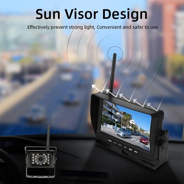 Jansite – vidéo de voiture sans fil, moniteur LCD pour camion, 7 Vision nocturne, caméra de recul automatique pour Bus, camping-car, aide au stationnement 2709