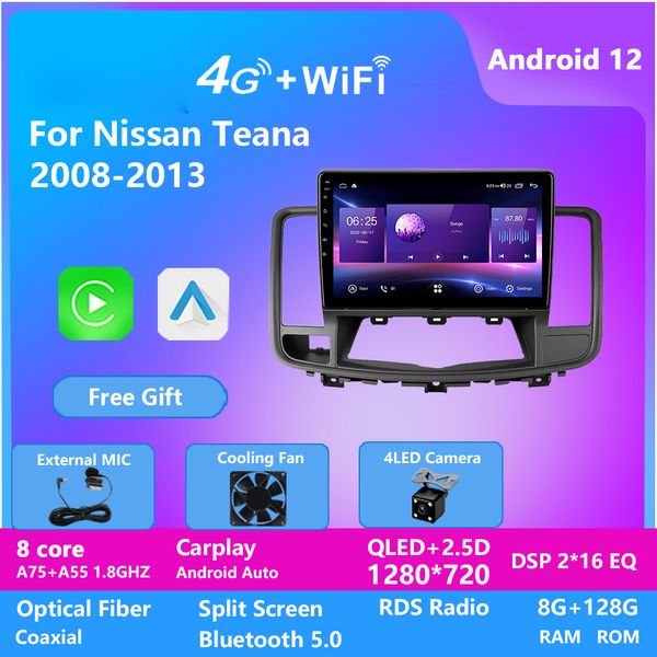 Lecteur multimédia vidéo de voiture pour Nissan TEANA 2009-2012 unité de tête stéréo 10 pouces GPS Sat Nav Radio BT USB AM SWC avec carplay DSP