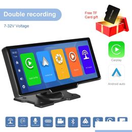 Vidéo de voiture Portable HD 9,3 pouces Moniteur 64 Go DVR sans fil Carplay Navigation Sn Écran de contrôle tactile Android avant et arrière Came Dhqlf