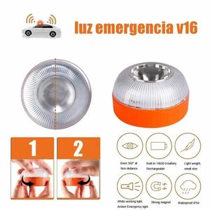 Voyant d'avertissement de voiture V16 LED, clignotant d'urgence, fort magnétisme, stroboscope à Induction, charge, lampe d'avertissement automatique approuvée