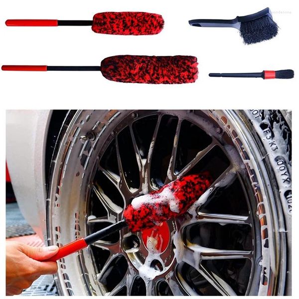 Kit de brosse à roue Solutions de lavage de voiture pour le nettoyage et les pneus Détails doux raides