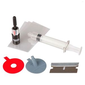 Solutions de lavage de voiture Kit de réparation de puces de pare-brise fissure de verre avec 5 bandes de durcissement ensemble facile à utiliser pour les fissures de puces