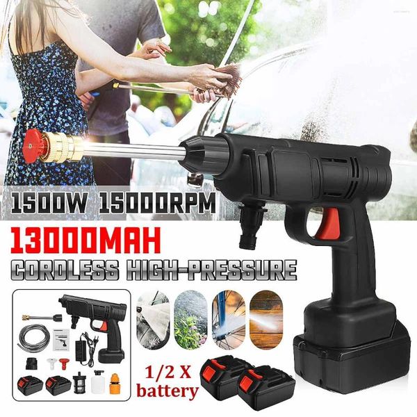 Lavadora de coche 1500W 50Bar inalámbrica de alta presión 13000mah 2 tipos pulverizador pistola de lavado suministros máquina de limpieza para generador Makit