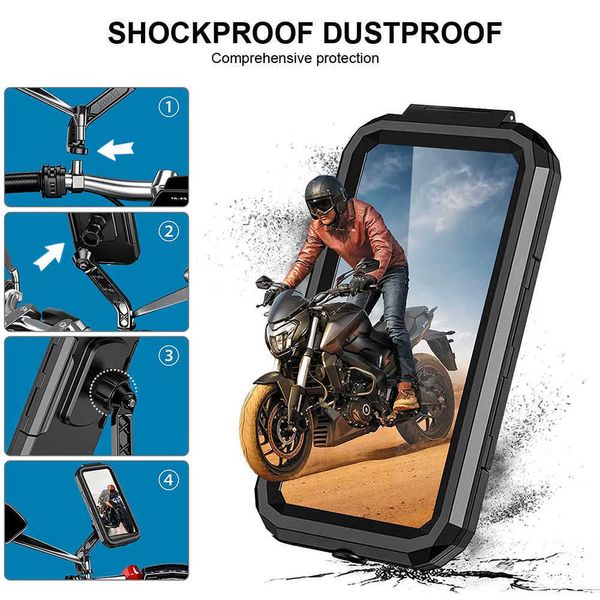 Funda de teléfono impermeable para coche, espejo retrovisor para manillar de motocicleta y bicicleta, bolsa de montaje para teléfono móvil de 3 a 6 8, teléfono para motocicleta y Scooter St1930