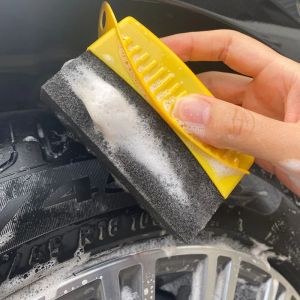 Roue de voiture polissage à la cire éponge brosse pp avec couvercle lavage de roue nettoyage applicateur tampons de pneu à pneu éponges accessoires de voiture