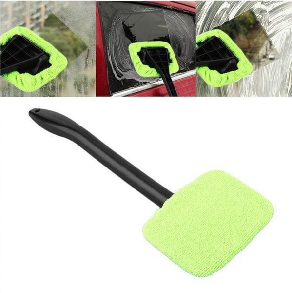 Kit de brosses de nettoyage de vitres de voiture, outil de lavage de nettoyage de pare-brise, essuie-glace intérieur intérieur avec manche long, accessoires de voiture pour la maison et la cuisine extérieure